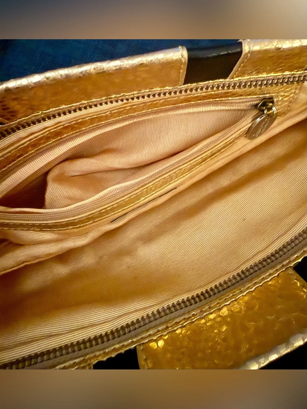 Gold and Black Striped Leather Women's Oversized Clutch